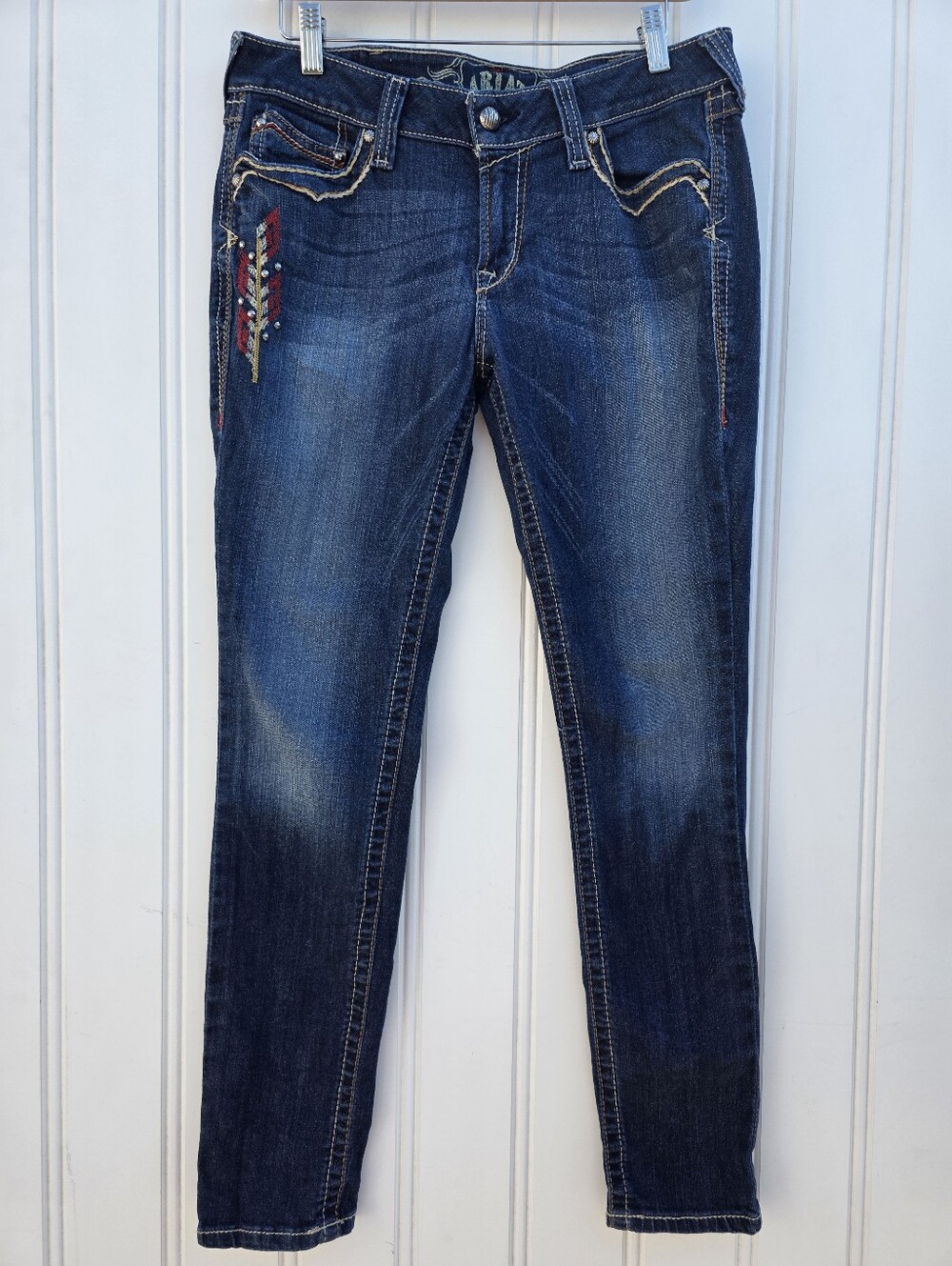 Ariat Pendleton Slim Fit Skinny Blue Aztec Rodeo Western Jeans Size 30R
